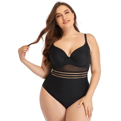 China Breathable Plus Size Swimsuit Women's One-Piece Fat Net Up-to-date Simple Bikini for sale