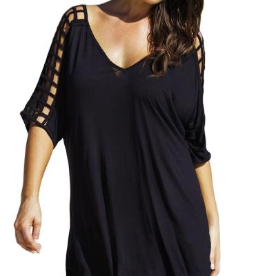 China 2022 washable new summer plus size swimsuit women knit hollow-out beach skirt blouse beach dress for sale