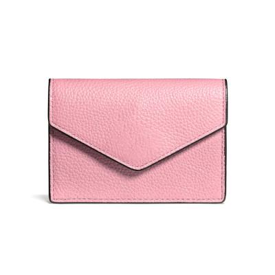 China RFID Pebbled Chain Small Leather Wallet Women Wallet Coin Purse With Keychain Ladies Leather Wallet for sale