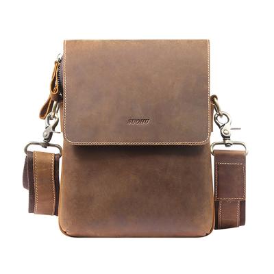 China GENUINE LEATHER Waterproof Briefcase Logo Casual Messenger Bags Custom Made Bag For Men New Design Crazy Horse Leather Messenger for sale