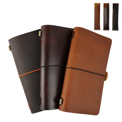 China Cute High Quality Travel Leather Notebook with Pen Loop Custom Leather Daily Weekly Vegan Leather Notebook a5 Notebooks for sale