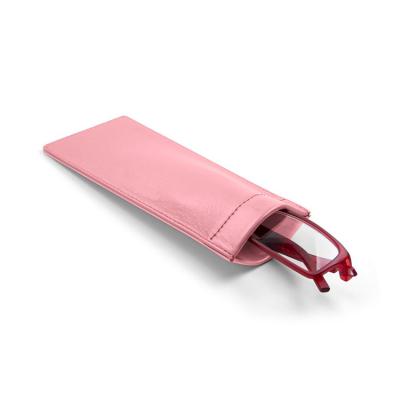 China Fashion kids pink sunglasses case custom logo soft leather case waterproof genuine leather kids sunglasses case for sale