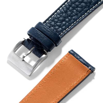 China Genuine Leather Watch Band Strap with Reminder Spring Bars Brushed Buckle Luxury Watchband for Watches for sale