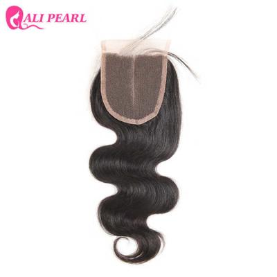 China Brown Color Swiss Lace Closure 4×4 Brazilian Virgin Hair Body Wave for sale