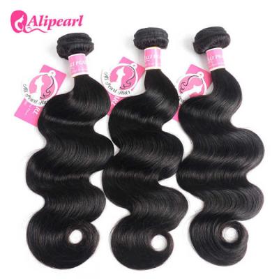 China Body Wave Real Brazilian Human Hair Weave Bundles Natural Black Color for sale