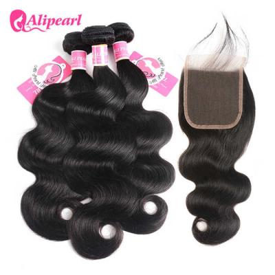 China 8A Body Wave Human Hair Weave Bundles With Closure Brazilian Virgin Remy Hair for sale