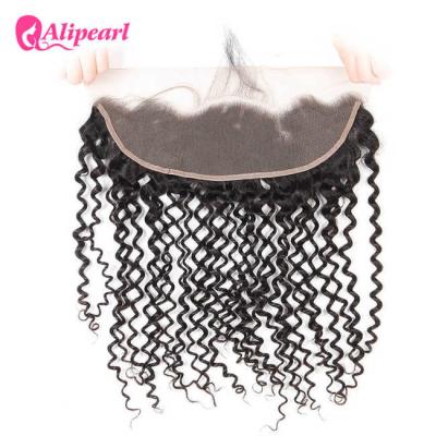 China Kinky Curly Brazilian Wavy Lace Closure 13×4 , 8A Virgin Hair Lace Closure for sale