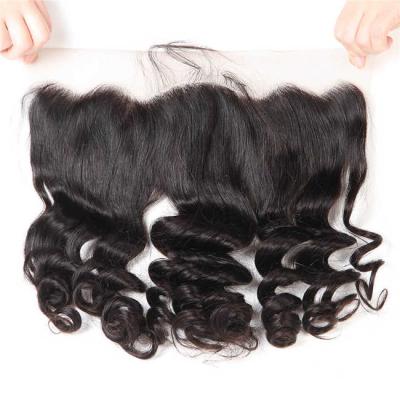 China Brazilian 13×4 Curly Lace Frontal Closure , Loose Wave Lace Frontal Hair Pieces for sale