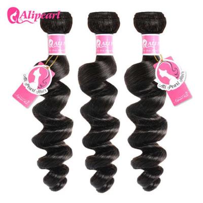 China Curly Loose Wave Brazilian Hair Weave Bundle 1B Natural Color Last Long for sale