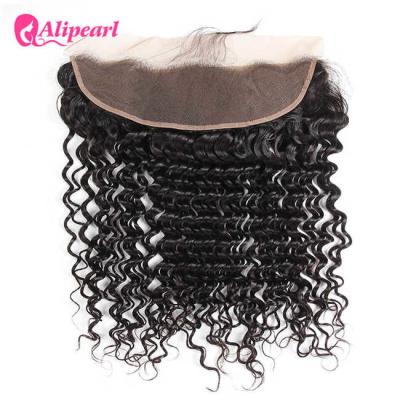 China Brazilian Human Hair Lace Frontal Closure 13×4 Inches Deep Wave 8A Grade for sale