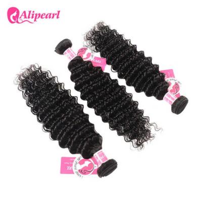 China Deep Wave Indian Virgin Hair Bundles , Remy 8A Virgin Indian Curly Hair Weft for sale