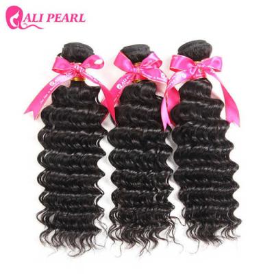 China Remy Deep Wave Brazilian Human Hair Bundles , Brazilian Curly Hair Weave for sale