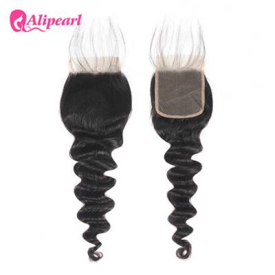 China Brazilian Human Virgin 4x4 Lace Front Closure Loose Deep Wave With Baby Hair for sale