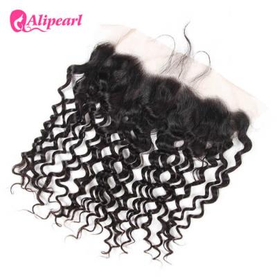 China Natural Water Wave Brazilian Lace Frontal Closure 13×4 Inches With Baby Hair for sale