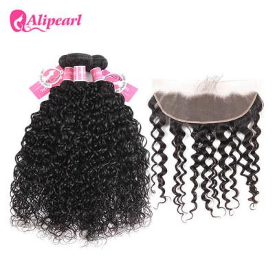 China Water Wave Hair Bundles With Frontal , Brazilian Bundle Deals With Lace Frontal for sale