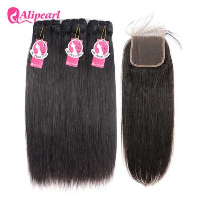 China Straight Wavy Hair Mink Brazilian Black Weave Hairstyles Hair 3 Bundles Deals With Closure for sale