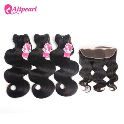 China 3 Bundles Body Wave 10A Virgin Hair Weave Mink Hair With Lace Frontal for sale