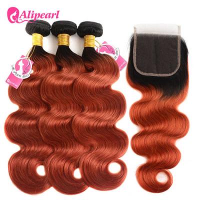 China 1B/350 Ombre Hair Bundles With Closure , Body Wave Ombre Bundles With Frontal for sale