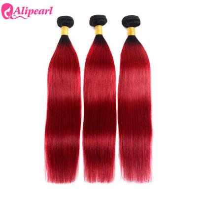 China 8A Brazilian Ombre Virgin Hair Bundle Deals 1B Red Color Silky Straight for sale