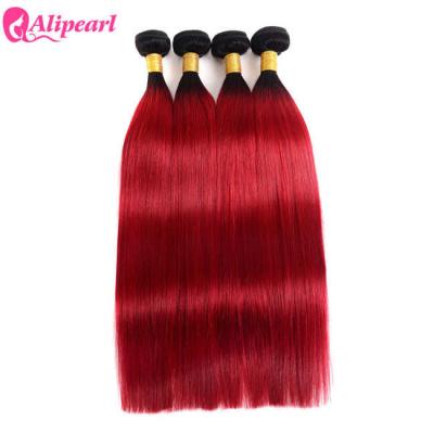 China Brazilian Ombre Hair Weave 4 Bundles 1B Red Straight Virgin Colored Hair for sale