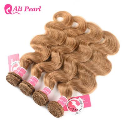 China Pure Color #27 Honey Blonde Human Virgin Hair Brazilian Hair Body Wave Weave for sale