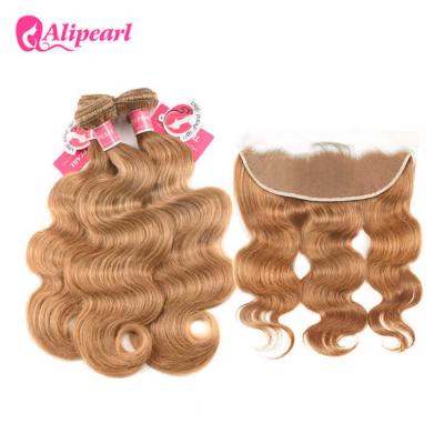 China Brazilian Honey Blonde Human Hair Weave With Lace Frontal Body Wave 27 Color for sale