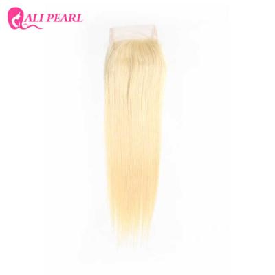 China 613 4×4 Inches Silky Straight Lace Closure , Blonde Virgin Hair Lace Closure for sale