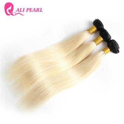 China Silky Straight 613 Blonde Brazilian Curly Hair Bundles With Dark Roots for sale