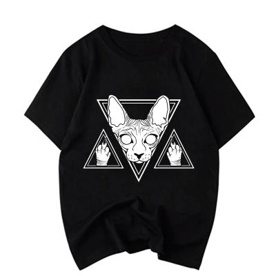 China Viable Sphynx Cat Showing You Middle Fingers Kawaii T Shirts Men Shape T-shirt Fashion Black T-Shirt Tops Friend Gift New for sale