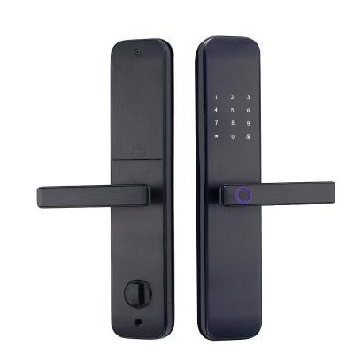 China Alluminum Alloy Tuya WiFi App Door Lock Fingerprint Door Handle Digital Keyless Smart Biometric Waterproof Lock for sale