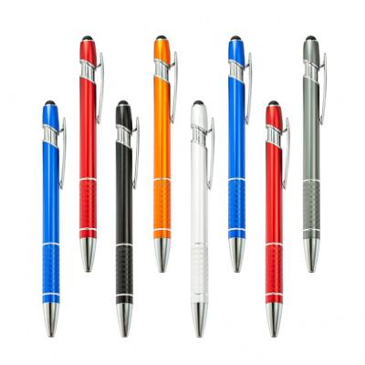 China Muit-colors Smooth Soft Touch Stylus Marking Pens in Metal Body Tip Pen Promotional Metal Click Running Pen for sale