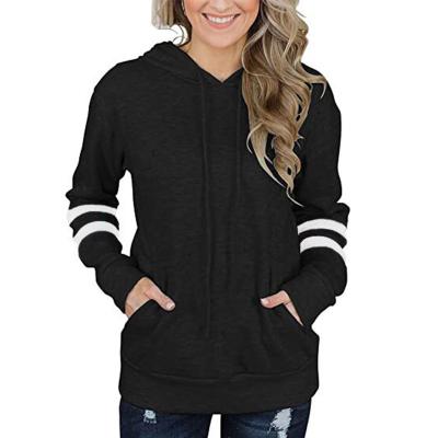 China 10704-SW53 ladies breathable contrasting stripe pocket loose casual oversized hoodie women sehe unisex fashion for sale