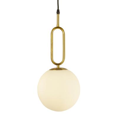 China Modern Contemporary Nordic Modern Single Gold Glass Ball Decorative Bedside Bedroom Kitchen Island Chandeliers Pendant Lights for sale