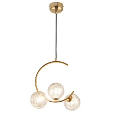 China Modern Indoor Modern Decoration Led Corner Porch Gold Clear White Glass Ball Modern Kitchen Bedside Island Chandeliers Pendant Lights for sale