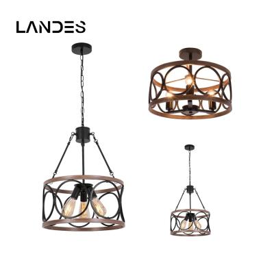 China Farmhouse Rustic Restaurant Industrial Style Iron Vintage Ceiling Dining Table Living Room Wooden Kitchen Island Chandeliers Pendant Lights for sale