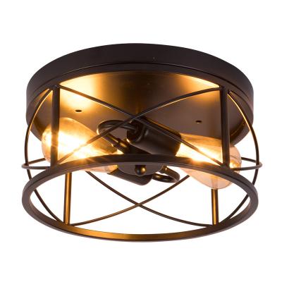 China Farmhouse Decorative Home Bedroom Living Room Indoor Corridor Luminaire Hallway Circle Dinner Vintage Farmhouse Iron Black Ceiling Light for sale