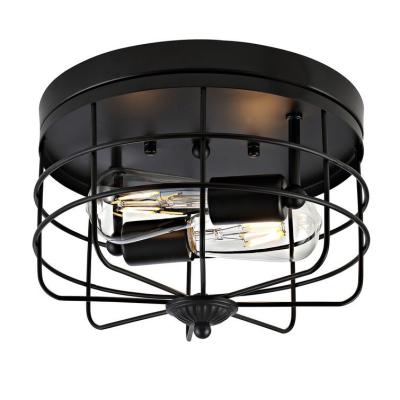 China Farmhouse Vintage Farmhouse Indoor Corridor Luminaire Home Decoration Hallway Circle Dinner Bedroom Living Room Iron Black Ceiling Light for sale