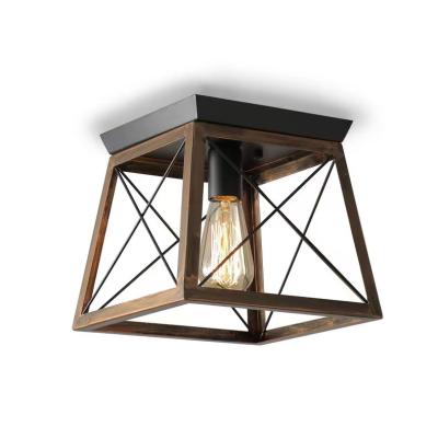 China Industrial Minimalist Farmhouse Living Room Dining Kitchen Island Black Industrial Decorative Vintage Wooden Iron Pendant Ceiling Lights for sale