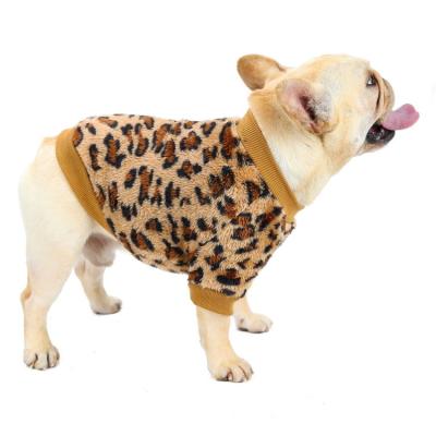 China Best Selling Sustainable Leopard Print Cute Dog Clothes 100% Double Sided Cotton Velvet Dog Clothes For Small Live Pets for sale