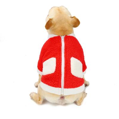 China Sustainable Fashion Dog Clothing Leisure Red 100% Amazon Cotton Pet Clothes With Two Back Pockets for sale