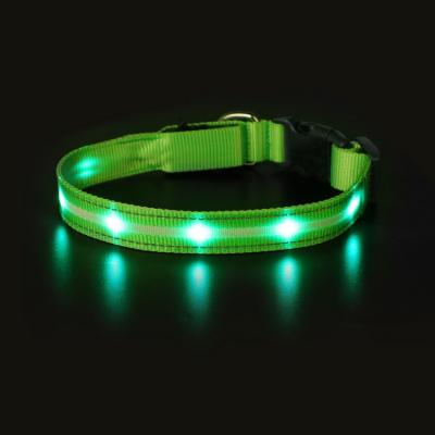 China IFPXQ-004 LED Viable Lights Dog Pets Night Dog Cat Puppy Safe Luminous Flashing Adjustable Collars Polyester Glow for sale