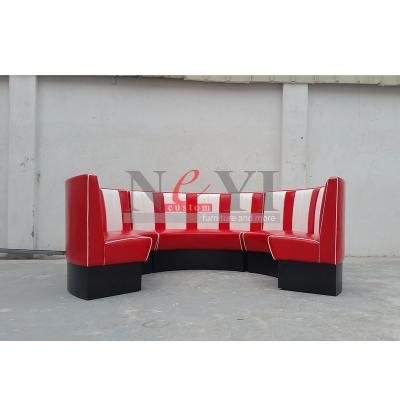 China NEYI AD521 PANEL Custom Red and White American Diner 3/4 Circle Cabin Sofa for Retro Diner Set for sale