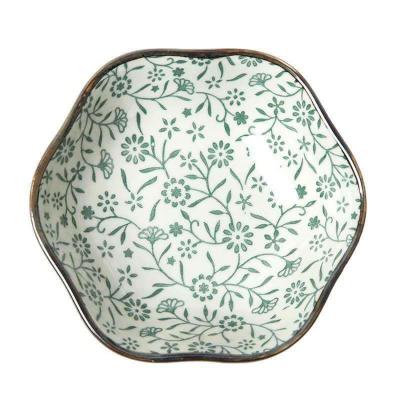 China Customizable Rectangle Crocery Plum Cherry Line Pattern Square Round Japanese Style Ceramic Dish Viable For Home Birthday Easter for sale