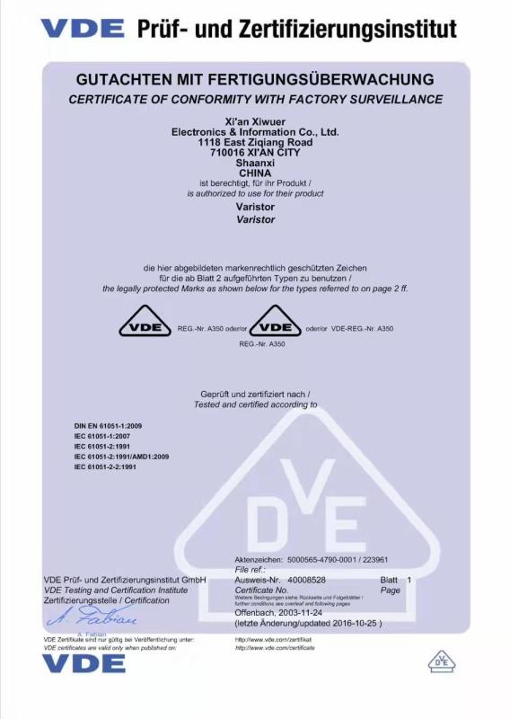 VDE-DIN EN 61051-1:2009 - XIAN XIWUER ELECTRONIC AND INFO. CO., LTD