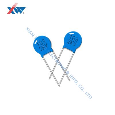 China Ceramic High Voltage Porcelain Capacitor 103M/2KV 10NF 2000V P7.5MM Blue for sale