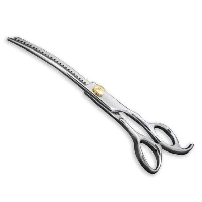 중국 GR6-6526 New style Japanese steel 6.5 inch pet grooming thinning scissors curved blade chunker scissors for dog 판매용