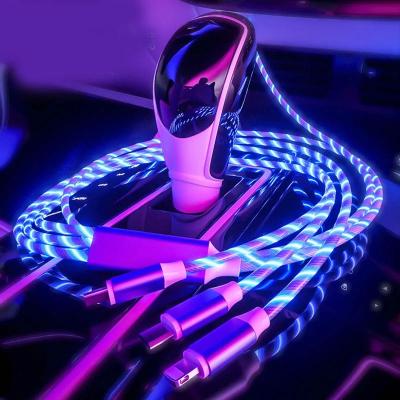 China Hot Selling Fast Charging Speed ​​Usb C Cable Fast Charging Flowing Colors Led To Glow Usb Charger Cable For Android Micro Usb Charging Cable For Iphone for sale