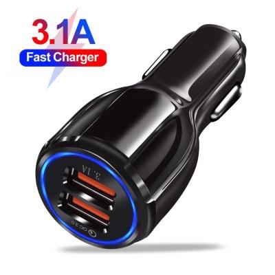 China Dropshipping QC 3.0 Car Charger Adapter Safe Convenient Fast Charging Mini Dual Usb Port For iPhone And Type C iPhone Samsung Micro Charger for sale