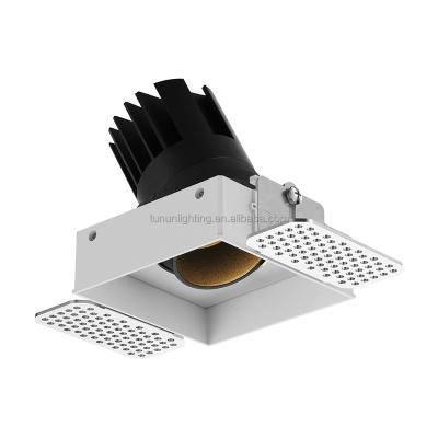 China COB 15W Mini Spot Light Modern Adjustable Commercial Ceiling Recessed Grill Lamp Aluminum Housing Modular Anti-glare Downlights from TUNUN for sale