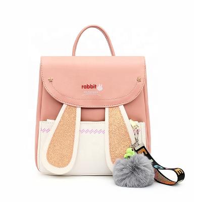 China 2021 New Rabbit Fashion Backpack Nylon Cute Decorative Girls Waterproof Multifunctional Schoolbag for sale